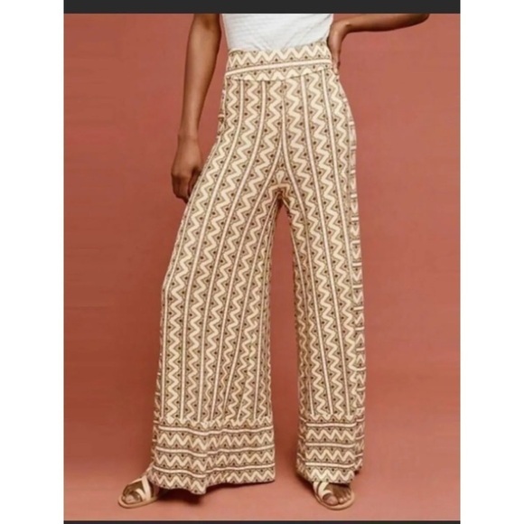 Farm Rio x Anthropologie Wide Leg Geometric Palazzo Pants Extra Small - Picture 2 of 10